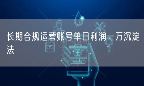 长期合规运营账号单日利润一万沉淀法