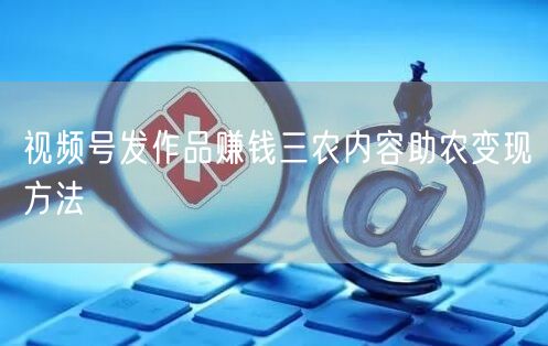 视频号发作品赚钱三农内容助农变现方法