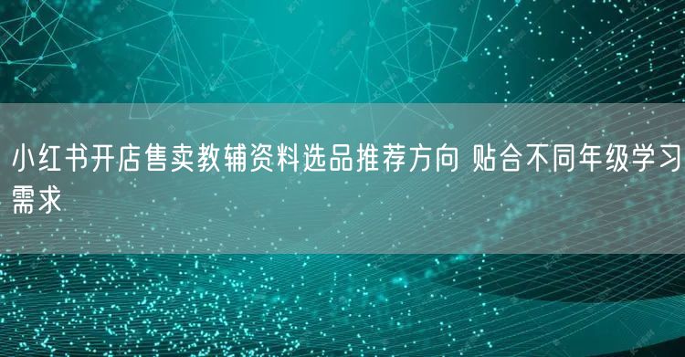 小红书开店售卖教辅资料选品推荐方向 贴合不同年级学习需求